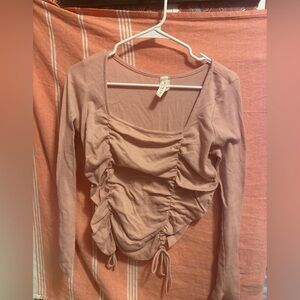 Ruched Long Sleeve Top in Pink